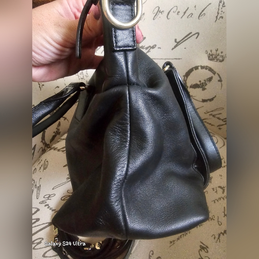 Kate Spade ♠️ Hampton Road Janie Blk Smooth/Patent Leather Slouch Satchel EUC - Picture 6 of 17